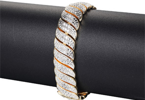 Heavy 2 Carat Diamond Bracelet In Yellow Gold Overlay