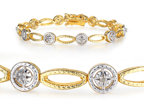 Two-Tone 1/5 Carat Diamond Tennis Bracelet In Yellow Gold Overlay