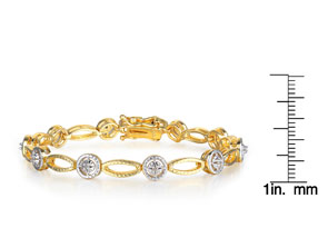 Two-Tone 1/5 Carat Diamond Tennis Bracelet In Yellow Gold Overlay