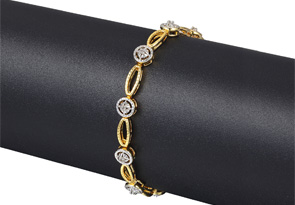 Two-Tone 1/5 Carat Diamond Tennis Bracelet In Yellow Gold Overlay