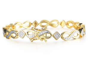 Diamond Infinity Bracelet in Yellow Gold Overlay