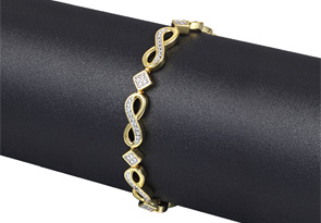 Diamond Infinity Bracelet in Yellow Gold Overlay
