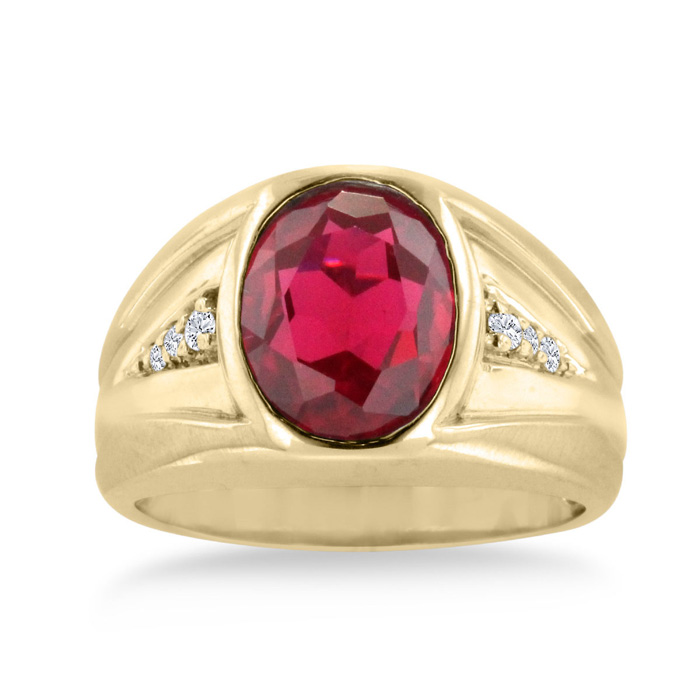 2ct Oval Created Ruby and Diamond Men's Ring Crafted In Solid 14K ... 2ct Oval Created Ruby and Diamond Men's Ring Crafted In Solid 14K ...