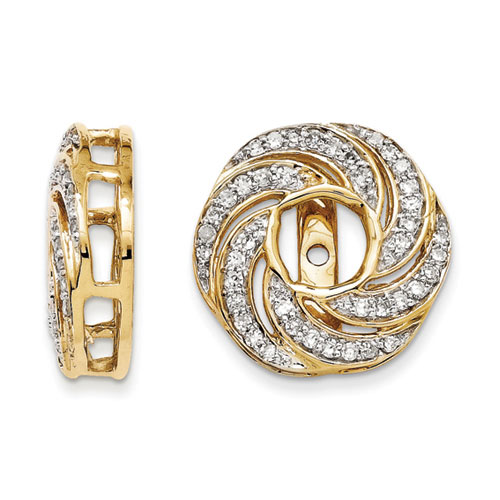 14K Yellow Gold Floral Style Diamond Earring Jackets, Fits 3/41ct Stud Earrings