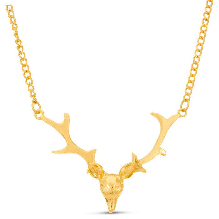 Gold Deer Necklace, 28 Inches