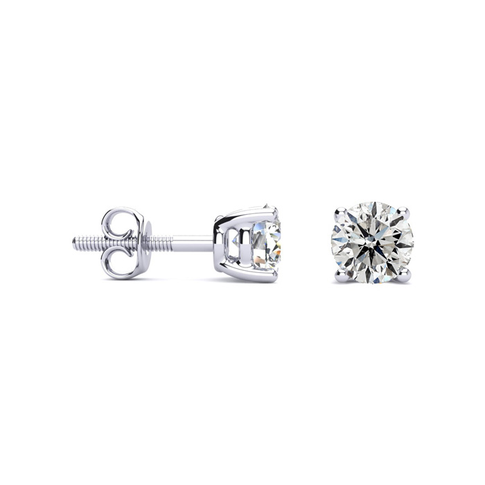 1ct Diamond Stud Earrings in 14k White Gold, H/I Color SI3 Clarity