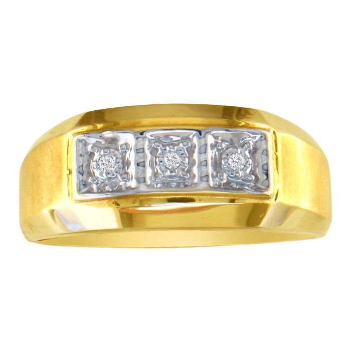 Classic Styled Men's Promise Ring with Three Diamonds 10k Yellow Gold ... Classic Styled Men's Promise Ring with Three Diamonds 10k Yellow Gold ...