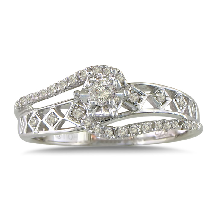 Unique 1/5ct Diamond Promise Ring in Sterling Silver