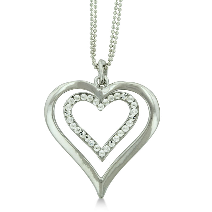 Double Heart Necklace Feature Swarovski Elements Crystals