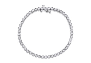 2 Carat Halo Diamond Tennis Bracelet In White Gold, 7 Inches