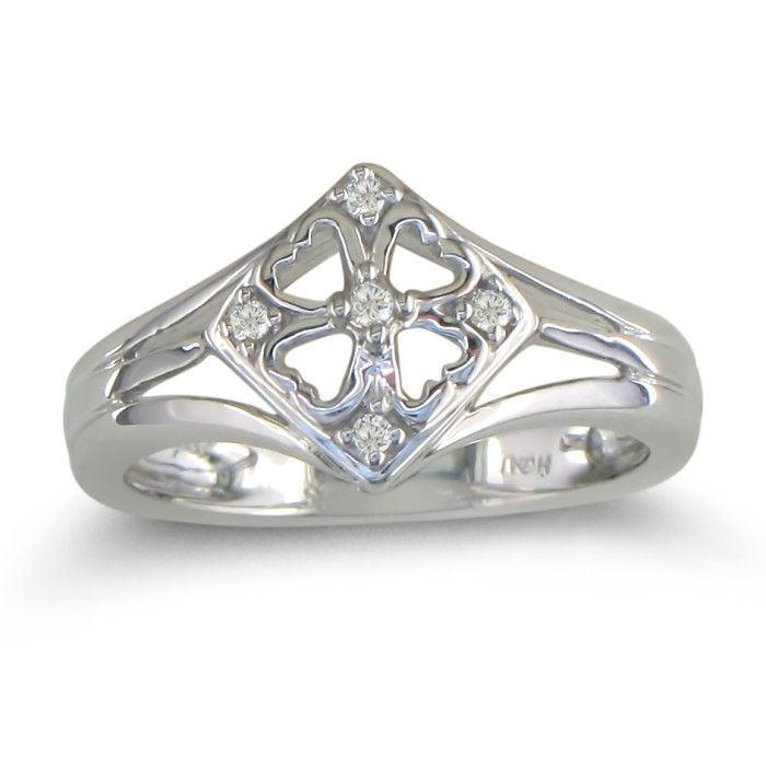 .04ct Right Hand Diamond Ring In Sterling Silver | Shiny Jewels